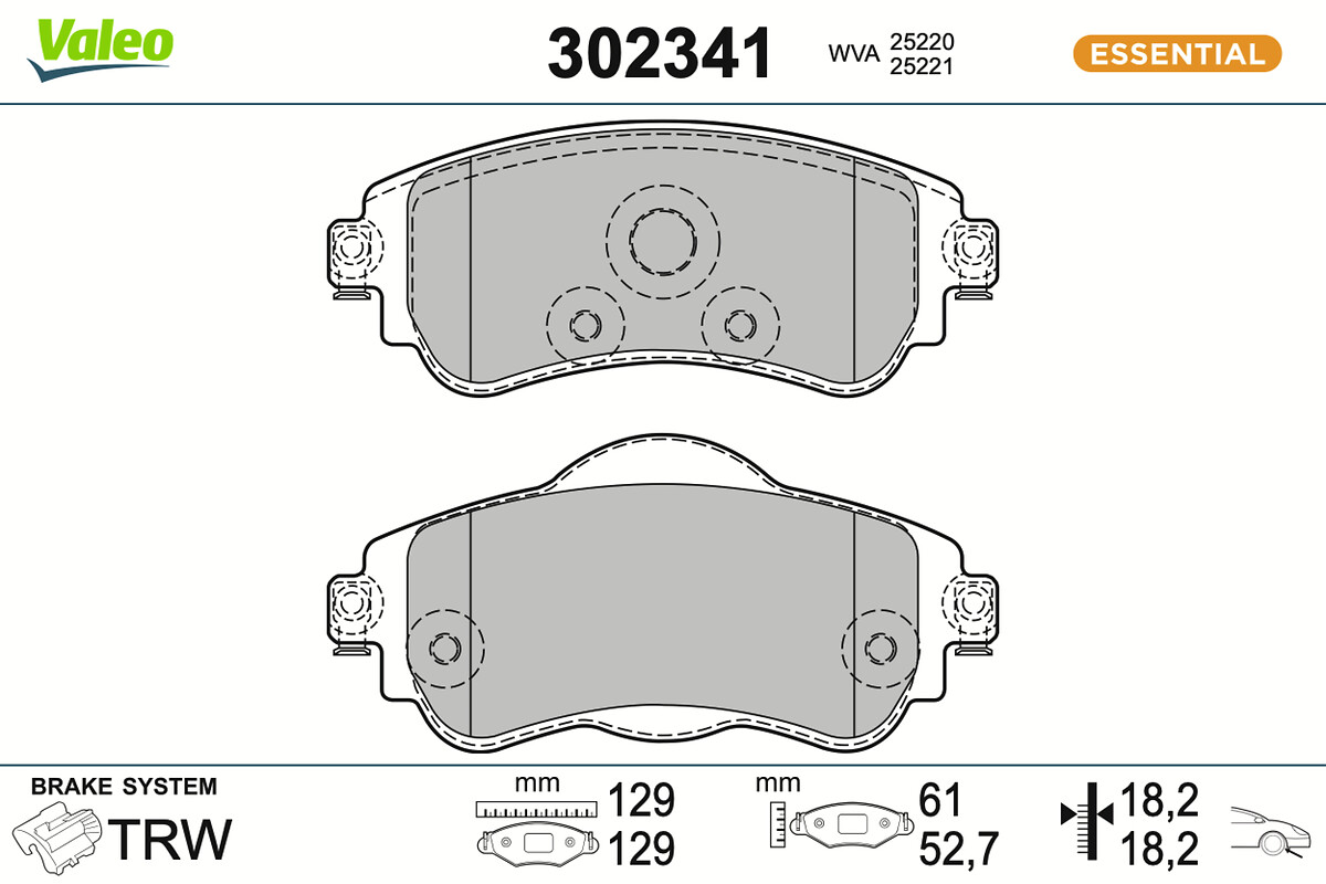 Jeu de 4 plaquettes de frein VALEO ref. 302341